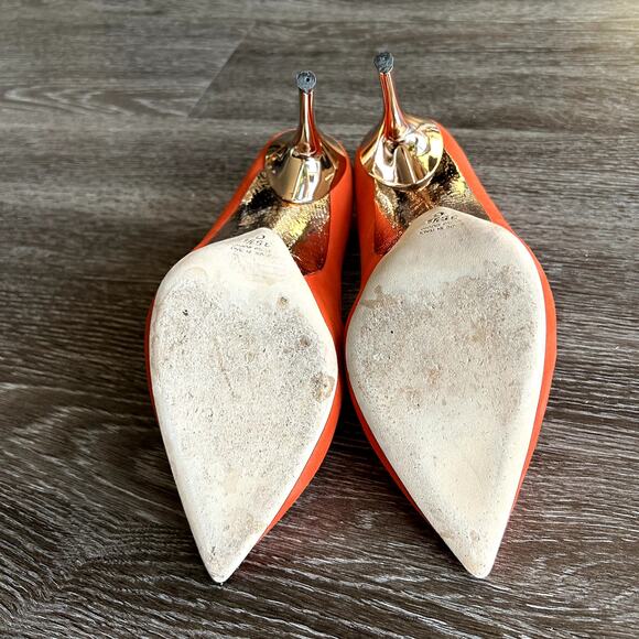 EUC Enrico Cuini Farah Tangerine Suede Pumps 35.5 C Rose Gold Heel ALIA Tech 4in - Picture 10 of 16